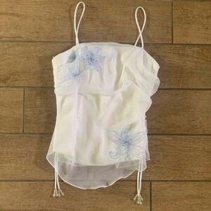 David's Bridal corset top with flower embroidery